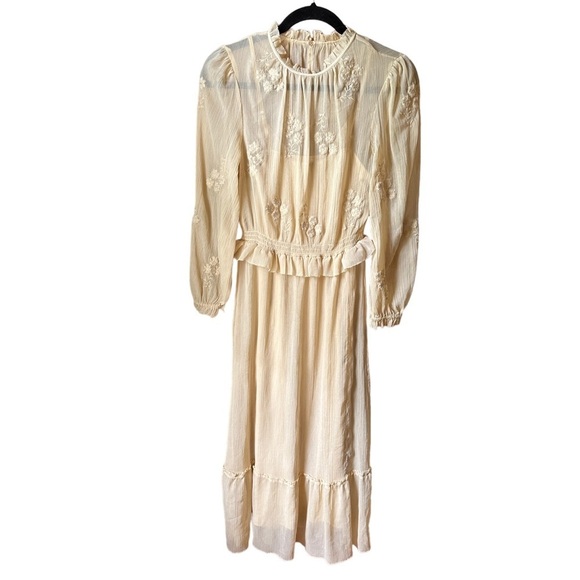 H&M Light Beige Chiffon Maxi Dress | US Size 2 - Picture 2 of 10